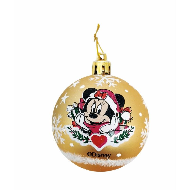 Boule de Noël Minnie Mouse Lucky Doré 6 Unités Plastique